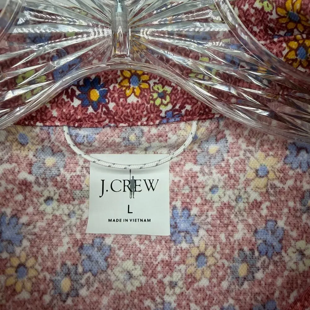 J. Crew Pink Floral Short Sleeve Polo Shirt Sz Large
